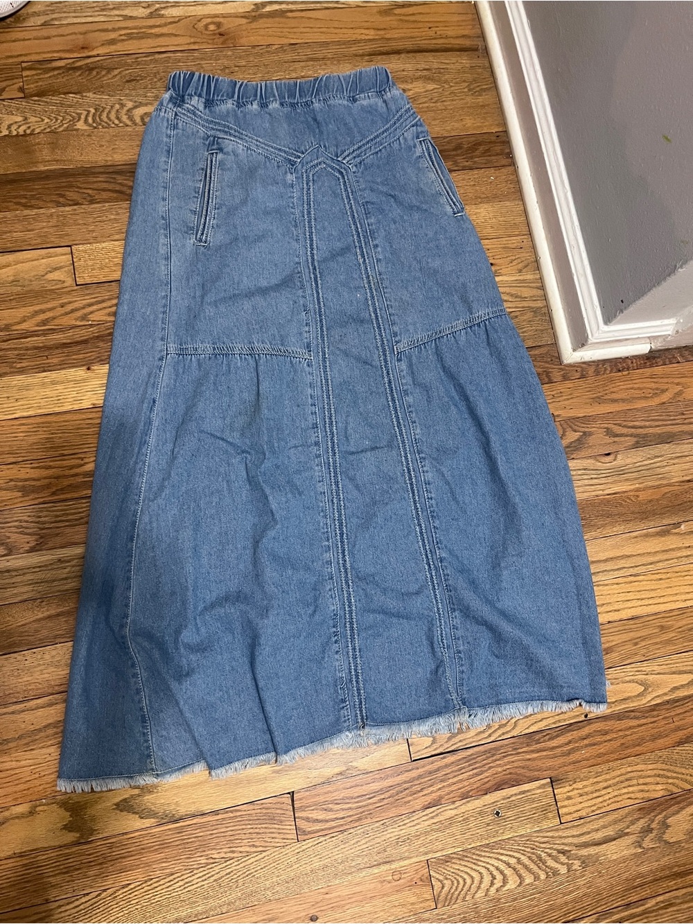 Denim A-Line Skirt - elastic waist